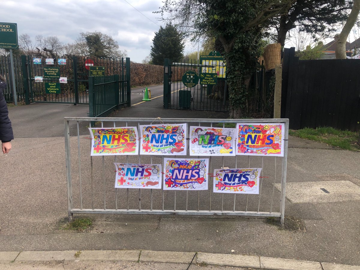 The children in school did this today. They are extremely proud of them and we have put them on the fence for cars to see! 🌈🖌️🌈