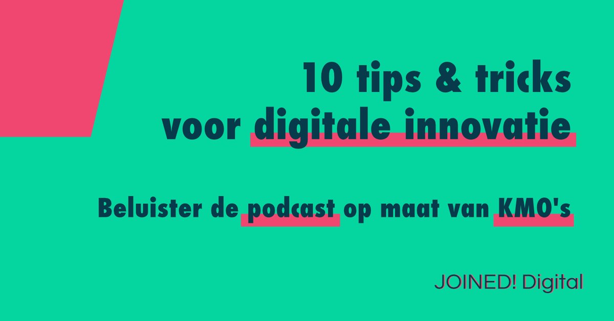 JoinedDigital's tweet photo. Nieuwe podcast online! 🎙 Een bonus aflevering met 10 tips &amp; tricks voor een succesvolle digitale innovatie. #KMO #digital
https://t.co/Msl245y96H 👾 https://t.co/0392yuPBQ3