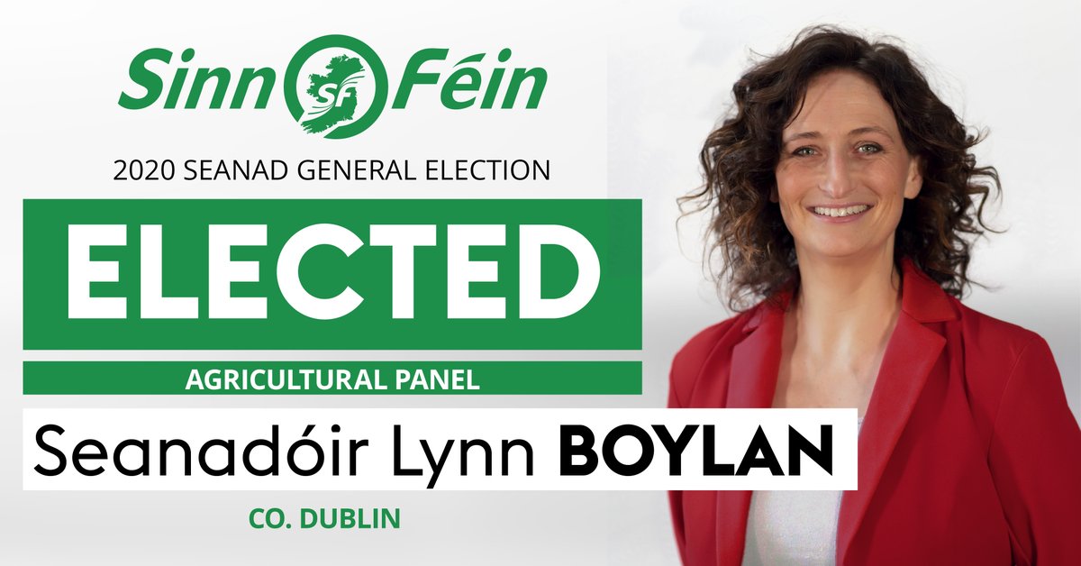 sinnfeinireland's tweet image. Sinn Féin's @LNBDublin has been elected to the Seanad

Comhghairdeas Lynn, tofa chuig an 26ú Seanad ar an Roll Talmhaíochta

#Seanad2020 #SeanadElection