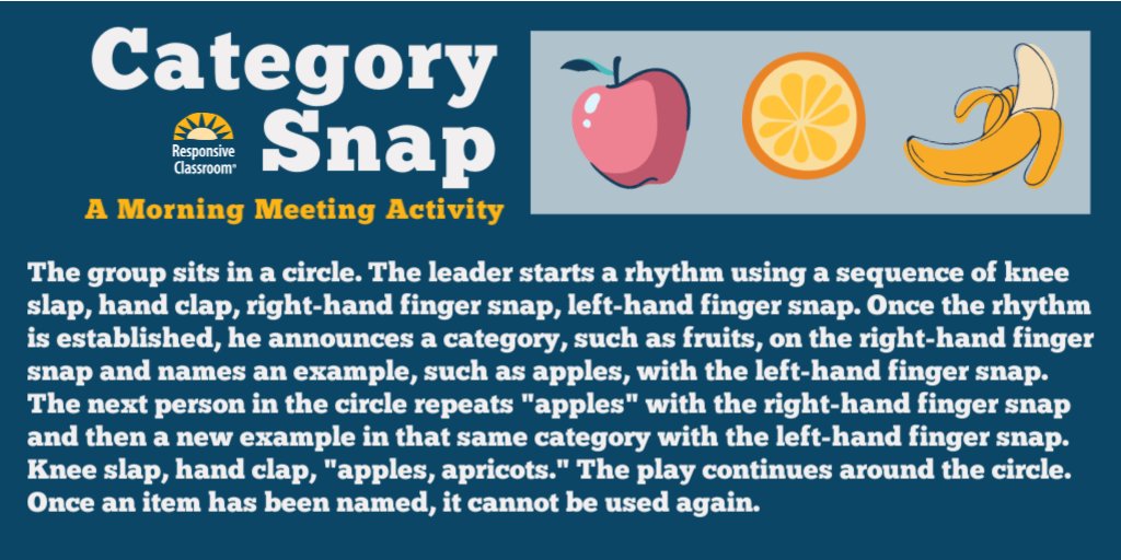 responsiveclass's tweet photo. Virtual Morning Meeting idea - Category Snap activity. #virtuallearning #positivecommunityalways #morningmeetingsremotely #letsgetmoving https://t.co/cxpElBbtry