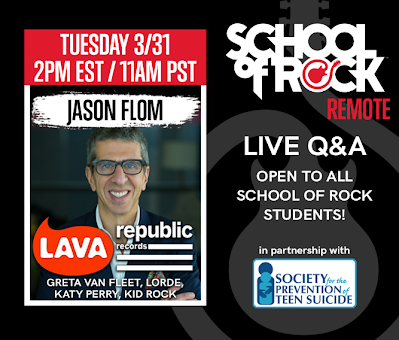 SORSanRamon's tweet photo. Exclusive SOR Artist Session Starts at 11am PST. Music Industry Wizard Jason Flom of Lava Records will answer questions and share his Music Industry Secrets! Students can find the link sent via email yesterday.
#artistsessions #jasonflom #gretavanfleet #katyperry #Lorde https://t.co/3rWhElP4EN