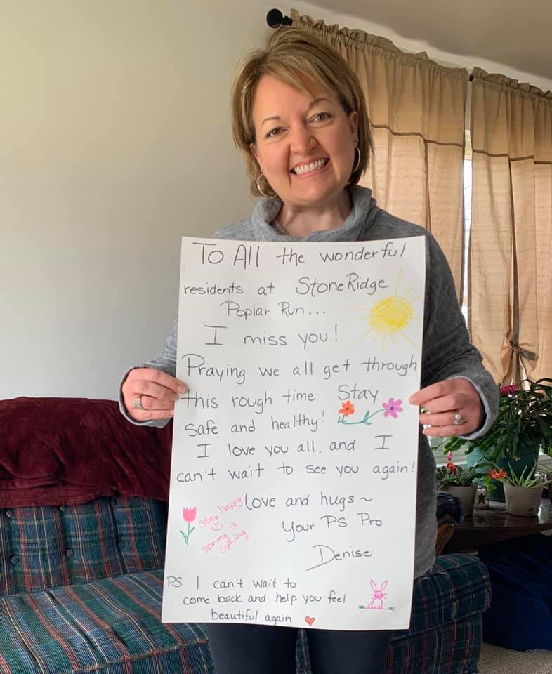 PSSalonandSpa's tweet photo. PS Pro Denise can't wait to get back to see everyone at StoneRidge at Poplar Run! We hope you are all staying well. #hellofromyourPSpro #psproud #seniorliving https://t.co/paDrR6iwx9