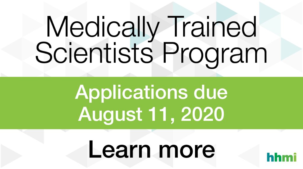 hhmi_science's tweet photo. HHMI recently announced our new Medically Trained Scientists Program, which provides an opportunity for early career scientists with a medical background to focus on basic research and pursue a career in discovery science. Learn more: https://t.co/wmnzDGTBHl #MTSfellows https://t.co/GSBeWCm0VJ