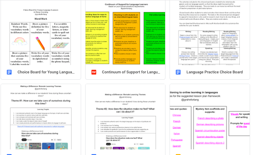 grahnforlang's tweet photo. Here's the link to my Google Drive folder where I've put all of the WL resources I've created over the past weeks for remote learning.  Any additional resources I create will be added to that folder: https://t.co/tWDQDNXjkj https://t.co/AsLx52LLwC