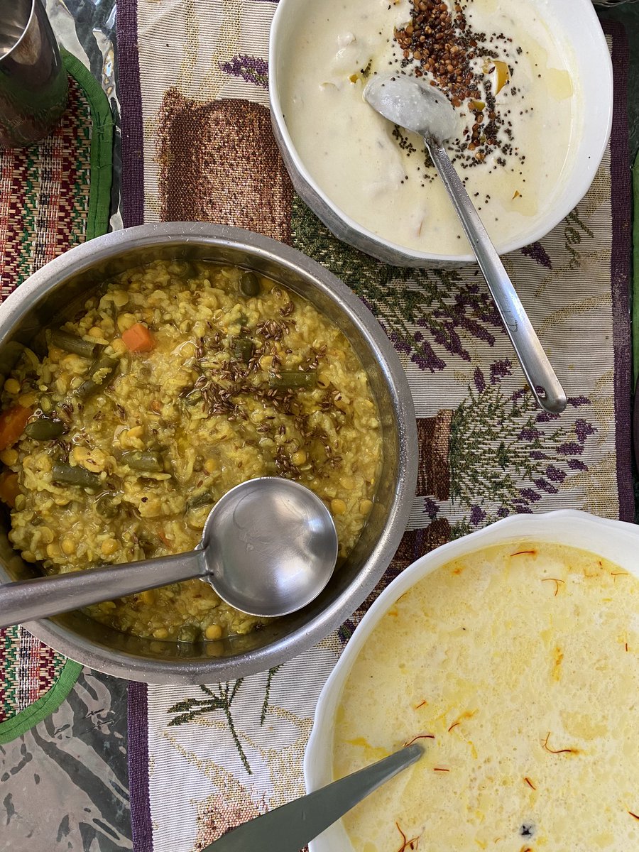Day 7/21  #lockdown cooking Lunch was mixed dal khichdi, bell pepper raita and millet payasam (for an occasion)
