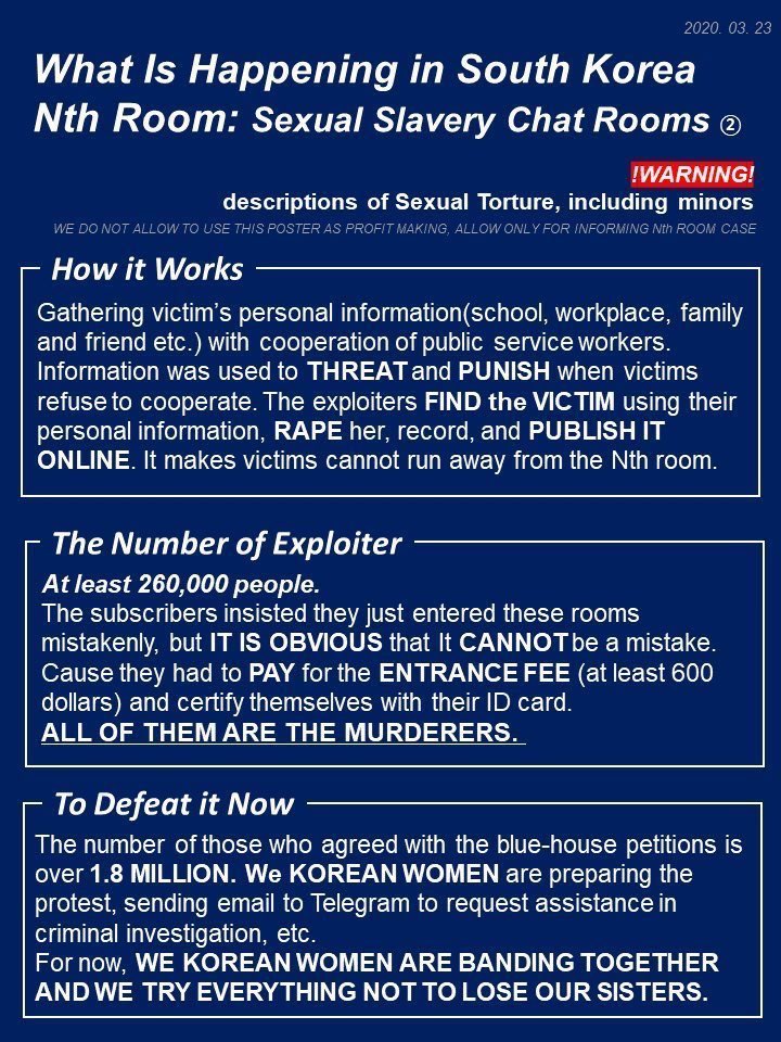 branch0208's tweet photo. We Korea are good job dealing with virus but not sexual assault punishment. Most of children sexual perpetrators just sentenced 1~3 years. That's not a lot. That's too short. 
Please read and share this to save victims. 
https://t.co/cvkFfZEQEw
#ARREST_NTHROOM