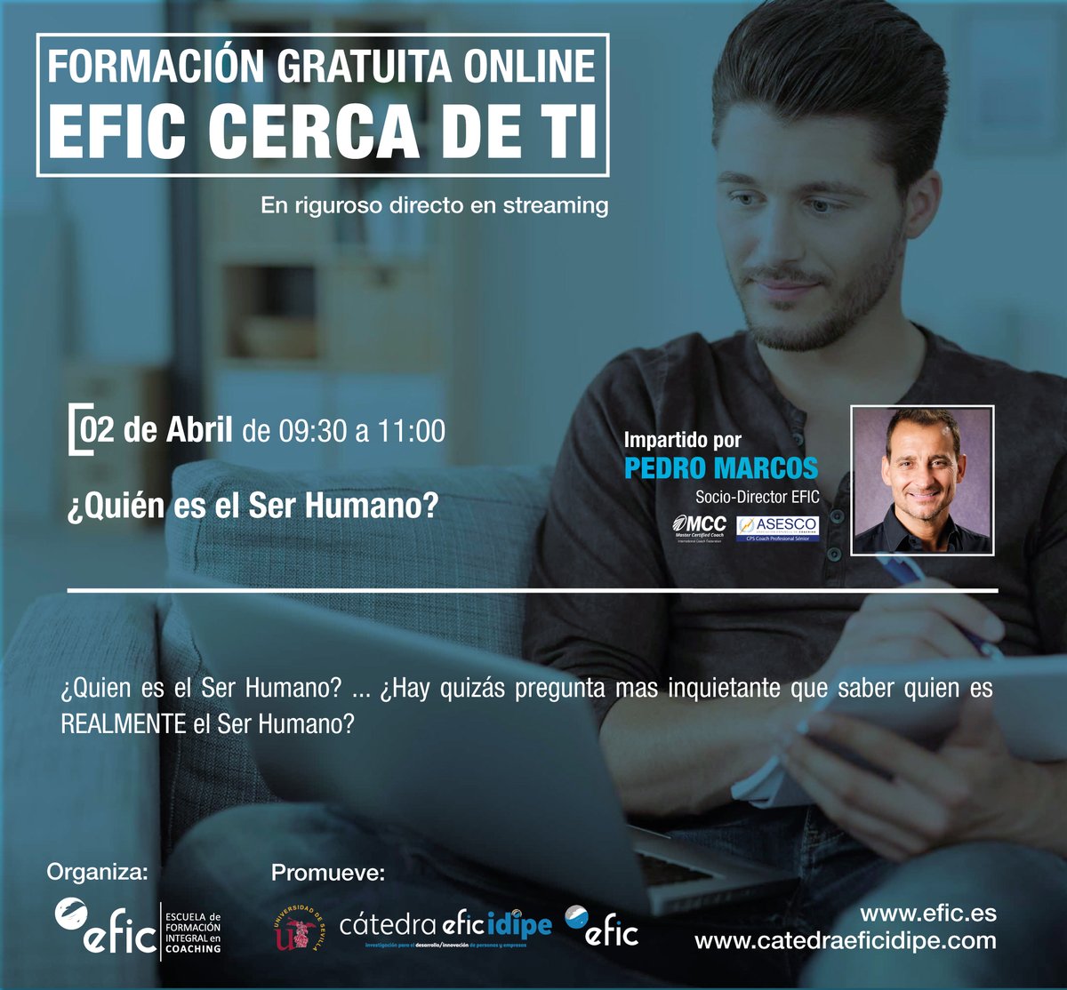 Desde la Catedra Efic-idipe estamos trabajando para ofrecerte formación online gratuita y de calidad. 
Con profesionales en riguroso directo. ¿Te lo vas a perder?
Este Jueves tenemos la primera, si quieres apúntate en cutt.ly/utT32f5 <a href="/EFICcoaching/">EFIC</a> <a href="/Lightsheder/">Gabriel Cepeda</a>