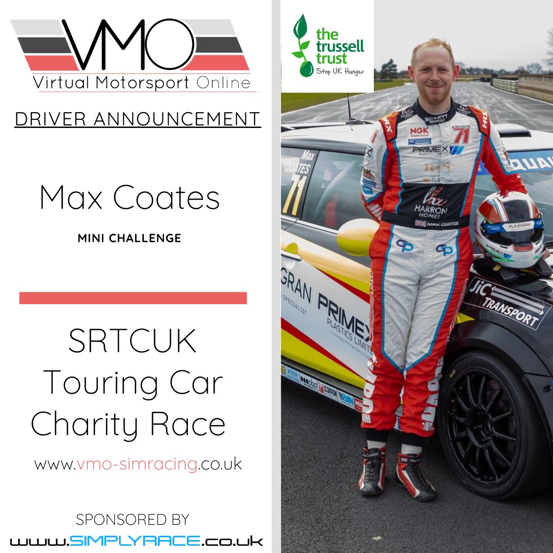 VMO - Virtual Motorsport Online (@vmovirtual) on Twitter photo Another one onboard for the SRTCUK Charity Event
He’s been in BTCC and the Clio Cup, It’s
<a href="/MaxCoatesRacing/">Max Peter Coates</a>
discord.gg/bQeYZXM
#staysafe #notbtcc #champion #vmo #simracing #charity #foodbank #trusselltrust #thrustmaster #simplyrace #clio #ginetta #commentator Another one onboard for the SRTCUK Charity Event
He’s been in BTCC and the Clio Cup, It’s
<a href="/MaxCoatesRacing/">Max Peter Coates</a>
discord.gg/bQeYZXM
#staysafe #notbtcc #champion #vmo #simracing #charity #foodbank #trusselltrust #thrustmaster #simplyrace #clio #ginetta #commentator