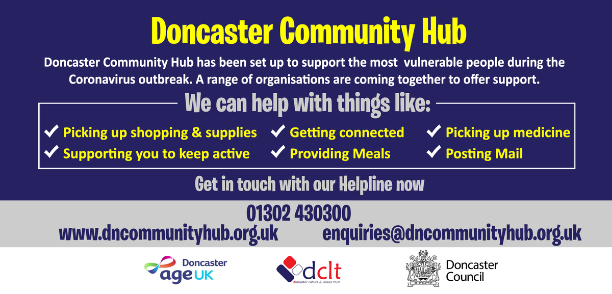 Are you self-isolating?

Let us know... doncaster.gov.uk/doitonline/let…

We can make sure you get the support you need.

(Please carefully check for typos. If you get stuck with the form and are in need of support with no friends or family able to help please contact the community hub)