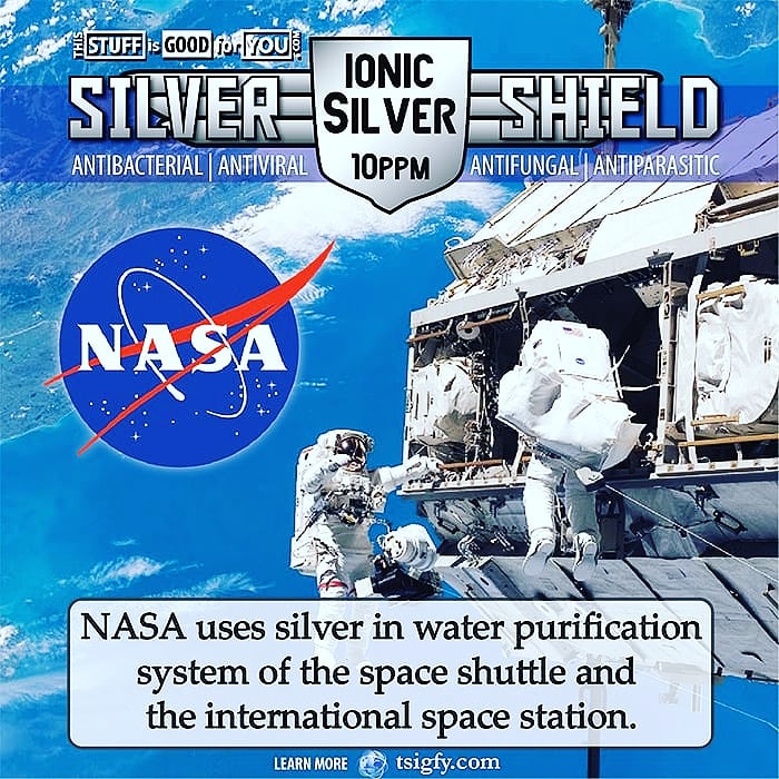 tsigfy's tweet photo. SILVER SHIELD 10PPM - NASA uses silver in their water purification system of the space shuttle and the space station. LEAR MORE at https://t.co/N1B27xxtBZ! FREE SHIPPING anywhere across the country orders $45 or more! Much Love! GOOD STUFF! #SILVERSHIELD #TSIGFY #IMMUNOBOOST https://t.co/k1YT1bPR6S