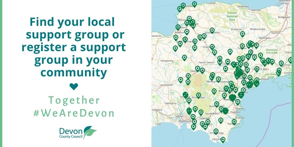 We've updated our Community Support webpage with an interactive map to help you find community groups operating near you offering help to residents throughout the #coronavirus outbreak. We also have advice for setting up &amp;registering a local support group: soc.devon.cc/dFCnQ