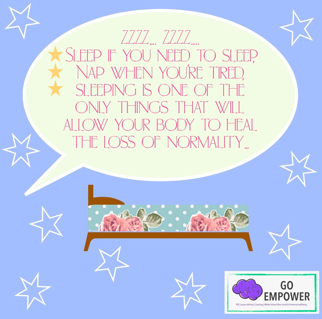 Mel_Standbrook's tweet photo. Sleeping Is the one of the biggest things that allows your body to heal.
We are all dealing with the unknown, so we might not be sleeping when we should.
So if tired give in a little & have a snooze. 😴😴
#SleepHeals #Trauma #MentalHealth #LoveYourself #Tired #GoEmpower https://t.co/uxcGJ0vZTL