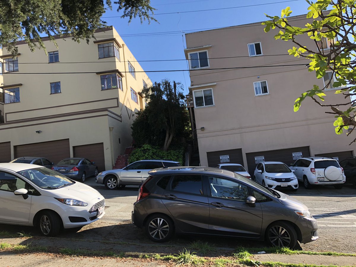 MultiModalMom's tweet image. Public space dedicated for people walking has never been more sacred yet we have a whole street in Oakland with cars parked across the sidewalk. How? Why? #oakland #COVID19 #socialdistancing #parking #sidewalk