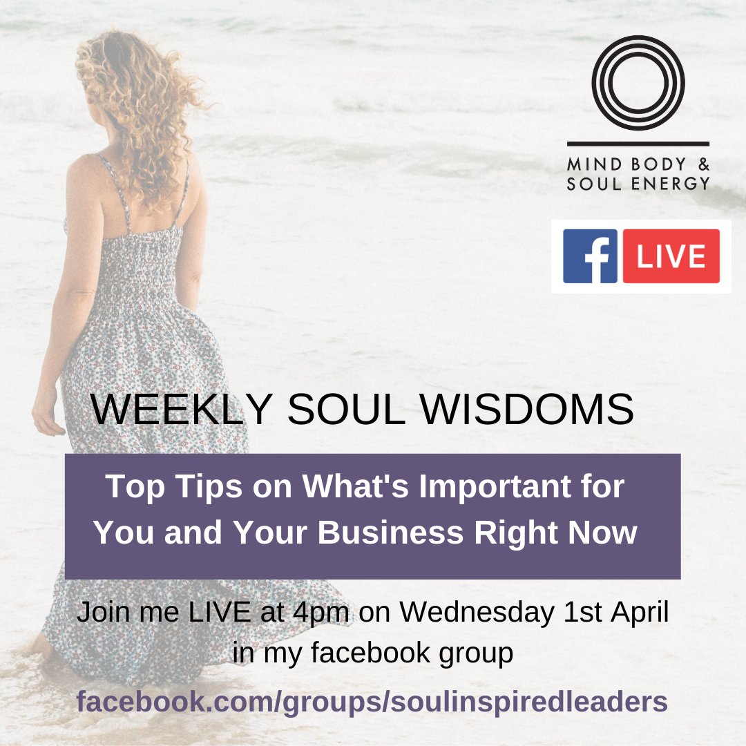 In this week’s Soul Wisdom training, join me for some tips to slow down &amp; focus on the important things so you can continue to have a thriving business you love. Join here to see the training on Wednesday 1st April
facebook.com/groups/soulins…