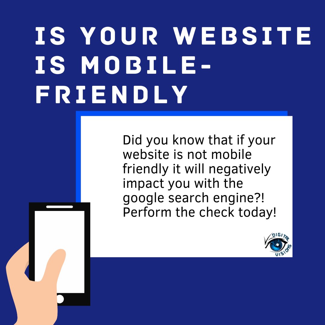 digitalvsn's tweet photo. Did you know that if your website is not mobile friendly it will negatively impact your google ranking?

Pull up your website on your phone. Does it display properly? Need help?

#business #marketing #success #startup #seo #worpress #design #blogger #usa #sales #tech #socialmedia https://t.co/phGsA6fFWY