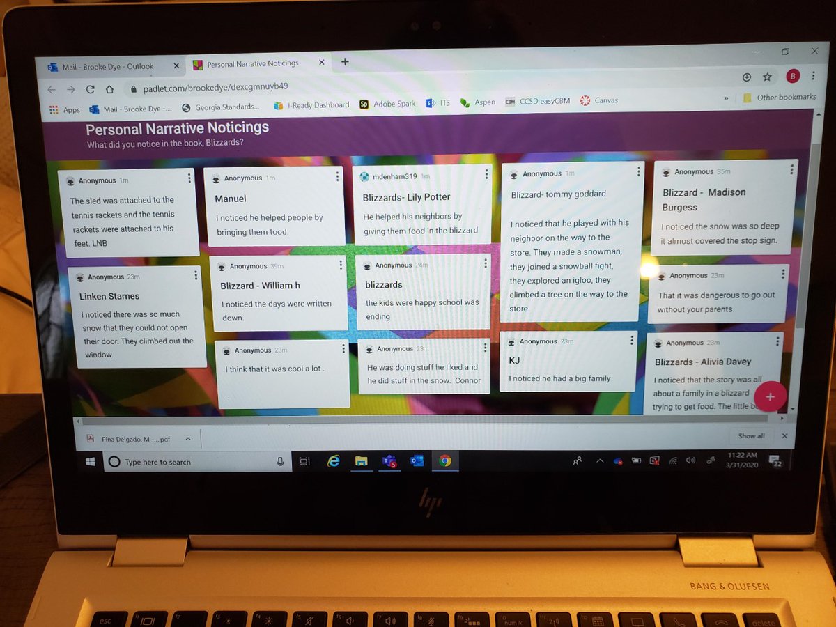 OGES_1st_MrsDye's tweet photo. Building background knowledge on personal narrative using a Ramped Up Read Aloud Book, Blizzard by: John Rocco. Our first graders are posting on Padlet what they noticed in John Rocco's personal narrative. @HeatherMBurges1 @OgesWells @rhashworth @CherokeeSchools @mgrant_ils https://t.co/n5i8C9F4le
