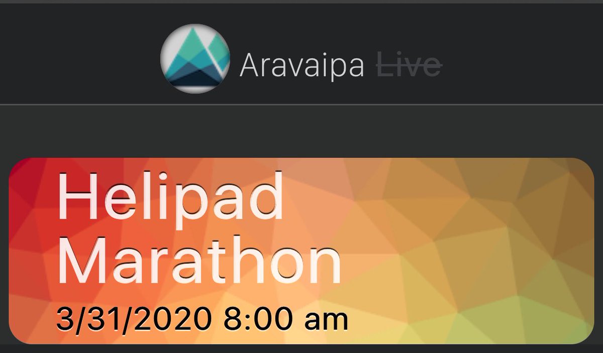 JamilCoury's tweet image. I’m starting my helipad marathon shortly. The course was measured at 27 meters and there will be a live stream. Live results link: live.aravaiparunning.com/#/