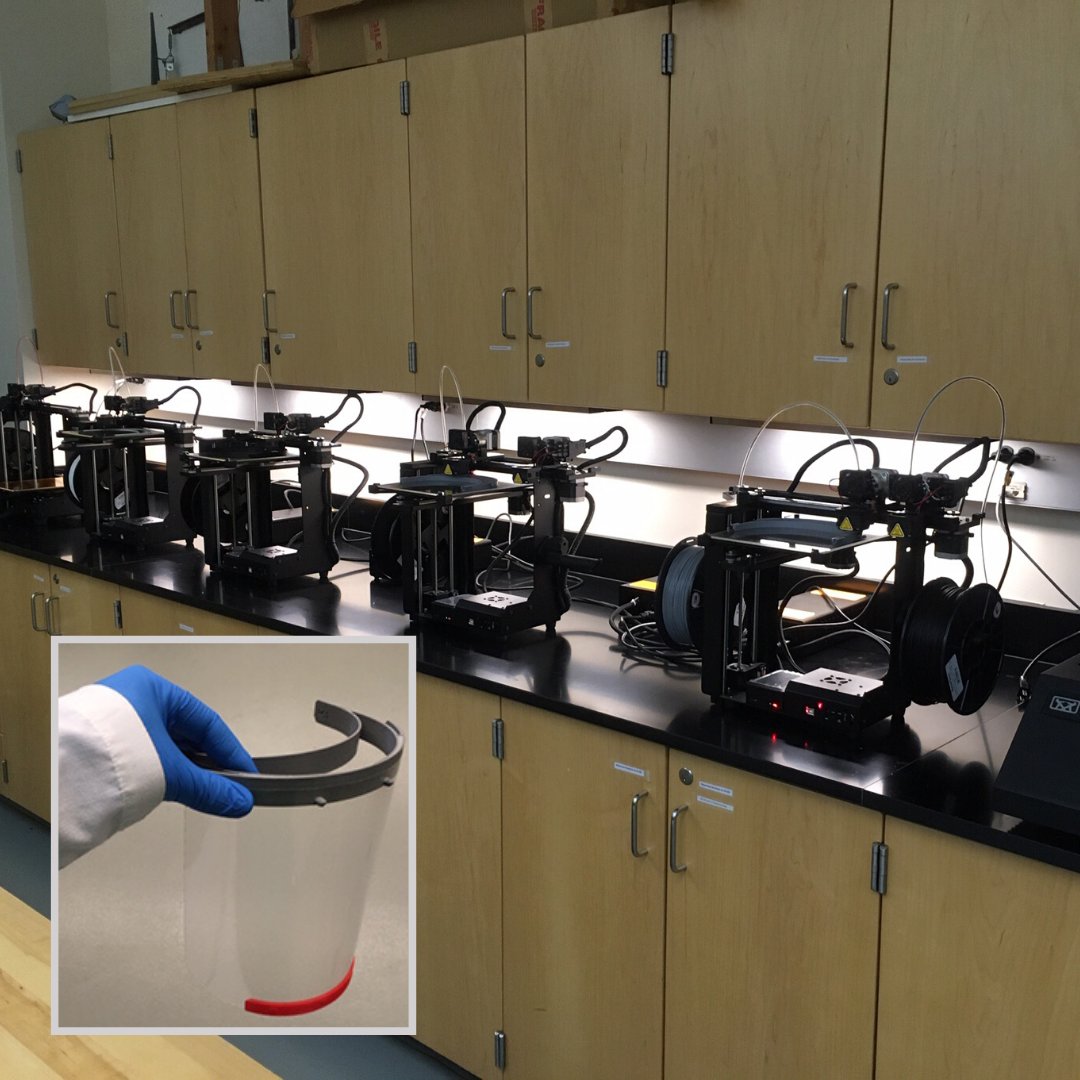 LoyolaMaryland's tweet photo. We are proud to share that Loyola faculty &amp; staff are using 3D printers from @LNDLibrary and laser cutters to create face shields for local hospitals: https://t.co/ZnWkyBamG8

To the health care workers &amp; everyone on the frontline of #COVID19 - we can't thank you enough! 💚 https://t.co/bN1Db3viYn
