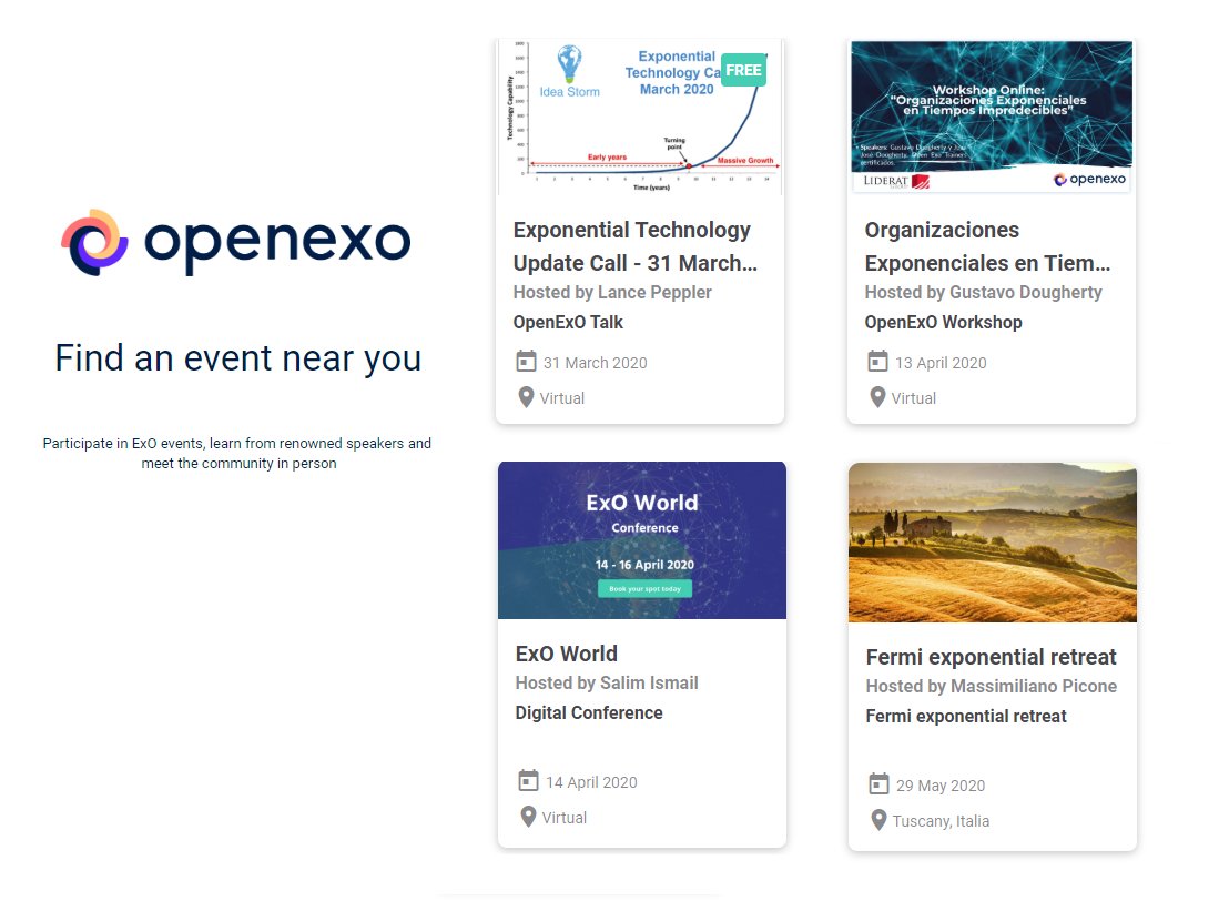ExOEconomy's tweet photo. Participate in ExO events, learn from renowned speakers and meet the community in person. @lancepeppler - @ideastorm @salimismail - @OpenExo - @singularityu - @exo_works https://t.co/R2aybh06jj #ExOWorld #ExOCommunity #ExOEvents #ExOSummits #ExponentialOrganizations https://t.co/seuI9MBy6T