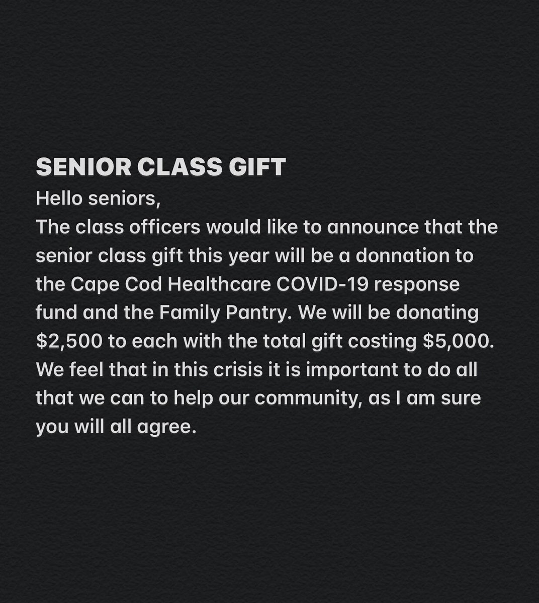 monomoy_2020's tweet photo. Senior Class Gift https://t.co/bymIjvNsDT
