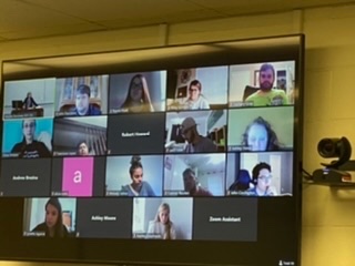 RuscheBusiness's tweet photo. We are thankful for Zoom technology! In these photos, Assistant Professor Pamela Rogers teaches her Purchasing and Materials Management class to students spread out in many locations. #RuscheMovesForward #ZoomingOurWay https://t.co/1NO1BChJoU
