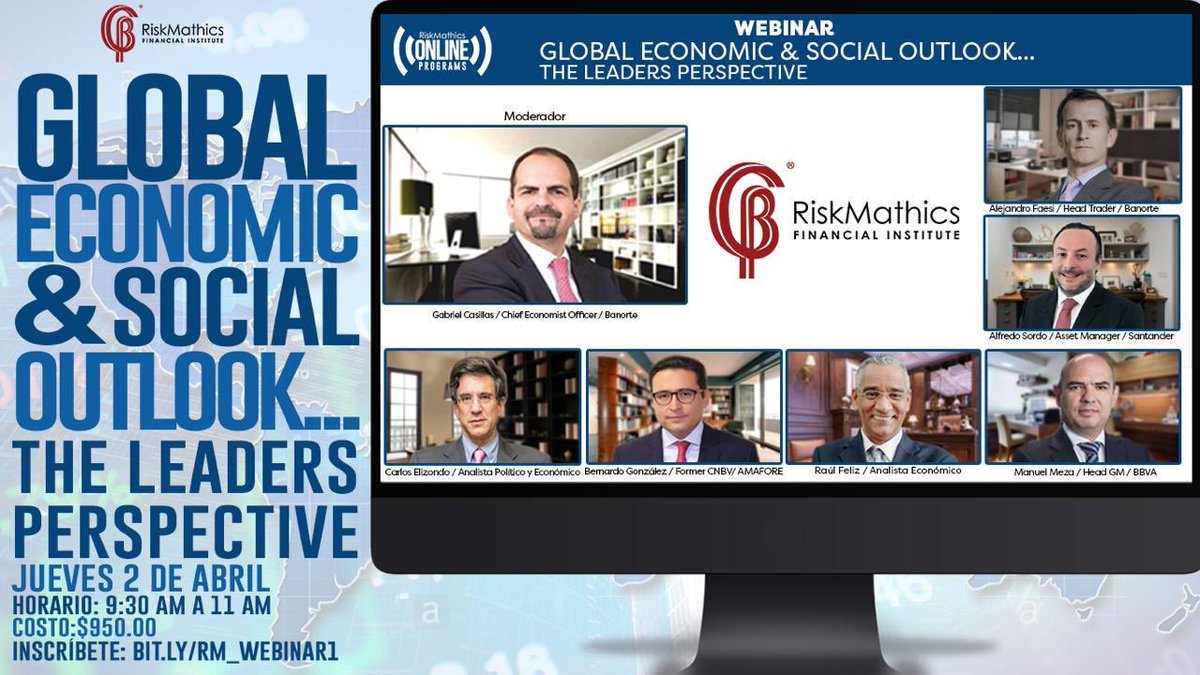 Amafore_mx's tweet photo. Este jueves 2 de abril a las 9:30 am se llevará a cabo este seminario virtual de @RiskMathicsFI, en el que participará @BernardoGR77 #Participa #QuedateEnCasa https://t.co/t8PDcLBotH