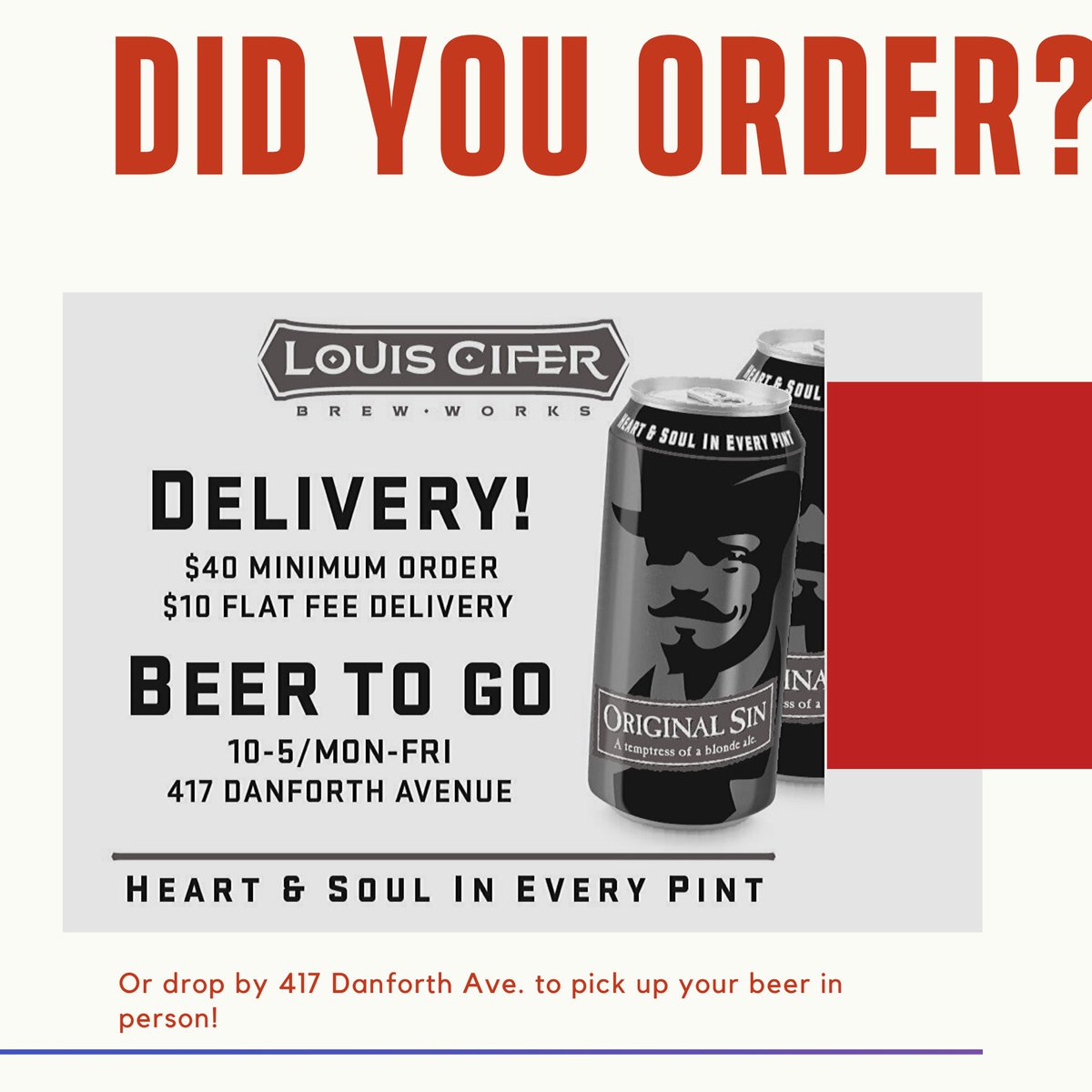 LouisCiferBW's tweet photo. Have you placed your beer order yet? https://t.co/IdsdM6udPQ