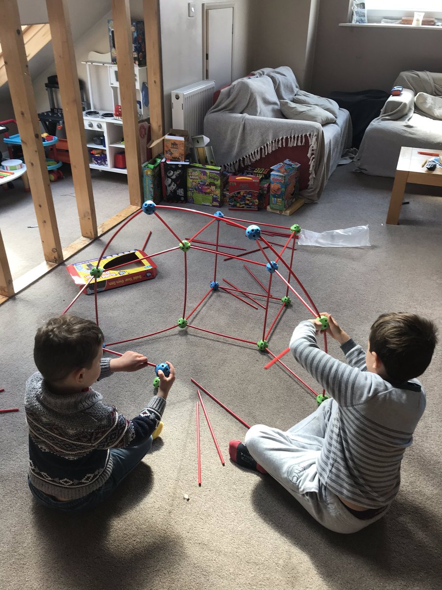 NicolaP28's tweet photo. @monkeytigershow 
Teamwork today to build an indoor den.  Toby said today he wants to go back to ‘normal’ school, this was when I was teaching maths 🤦🏼‍♀️😬 he misses you hugely https://t.co/65Tp0T0P9r