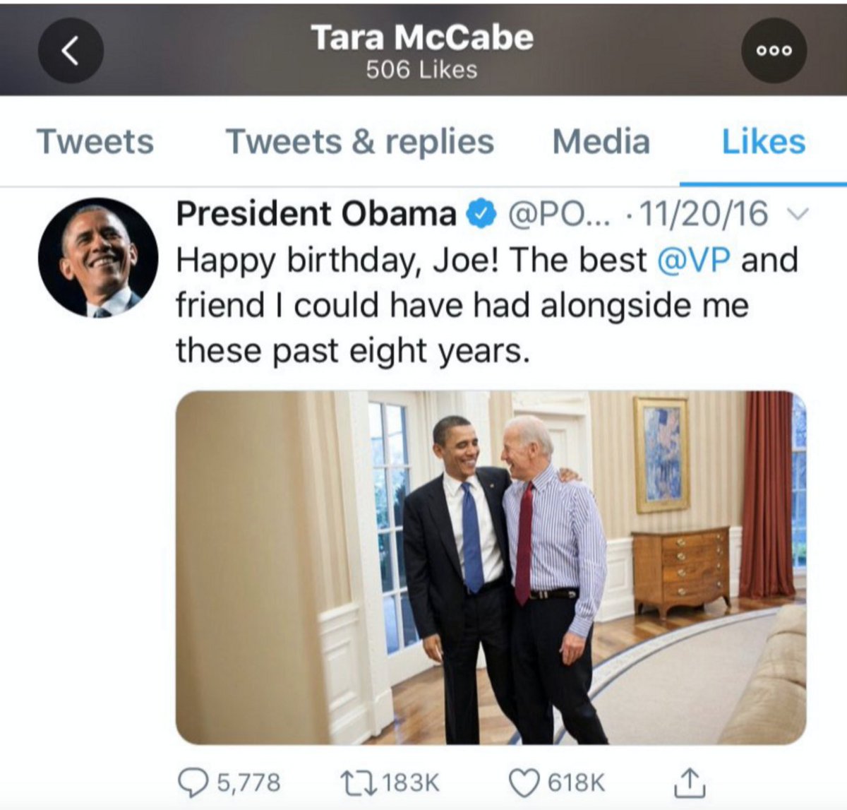 It's not just one time, but Tara Reade did it over and over again-- praising Joe Biden through multiple tweets, retweets, and likes in 2016 and 2017 (thread)