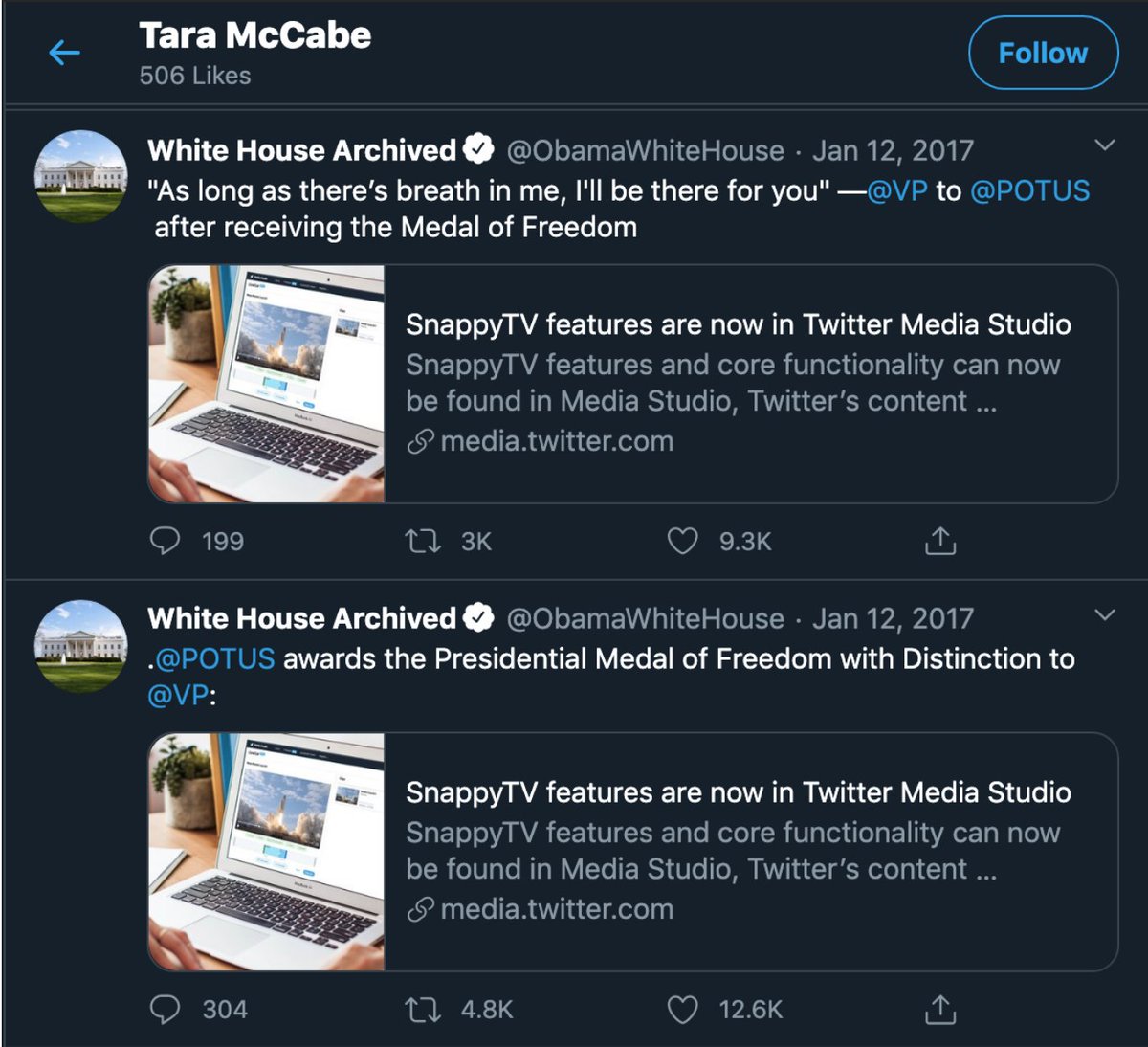 It's not just one time, but Tara Reade did it over and over again-- praising Joe Biden through multiple tweets, retweets, and likes in 2016 and 2017 (thread)