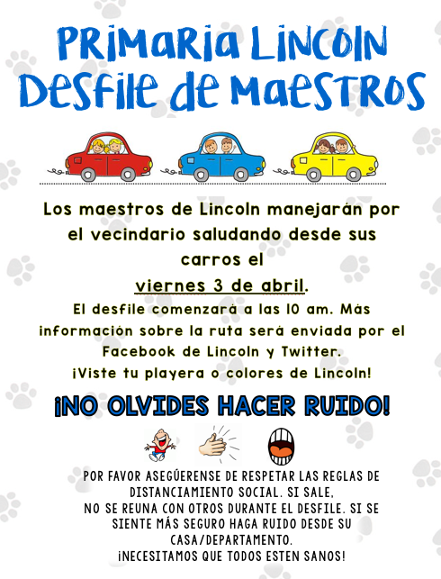 Hey <a href="/lincolnasd4/">Lincoln School</a>!!! The Lincoln teachers and staff are coming to your neighborhoods on Friday, April 3rd. The parade begins at 10:00. Come on out and wave to us as we drive by!🤗🚗👋 #ASD4ALL