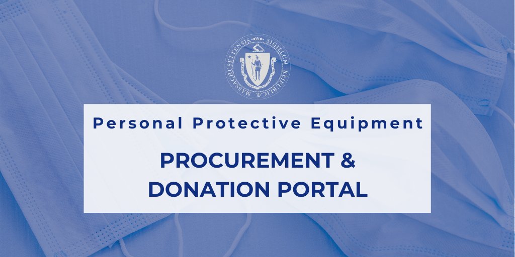 We're committed to getting Massachusetts' health care workers the personal protective equipment they need as our system confronts the continued COVID-19 outbreak.

➡️Businesses + individuals looking to donate or sell PPE can use our online tool mass.gov/covid-ppxy

#COVID19MA