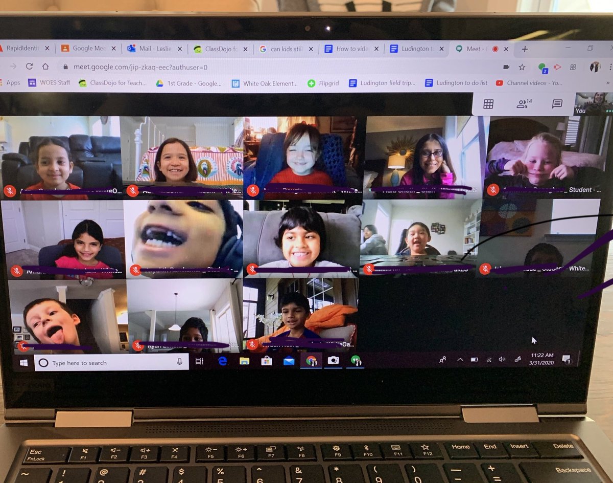 Missing these kids so much!! Very happy to see some of them this morning on our <a href="/GoogleForEdu/">Google for Education</a> Meet!  Loved hearing about what they’ve been up to and the virtual hugs!  ❤️ <a href="/WhiteOakElem/">White Oak Elementary</a>