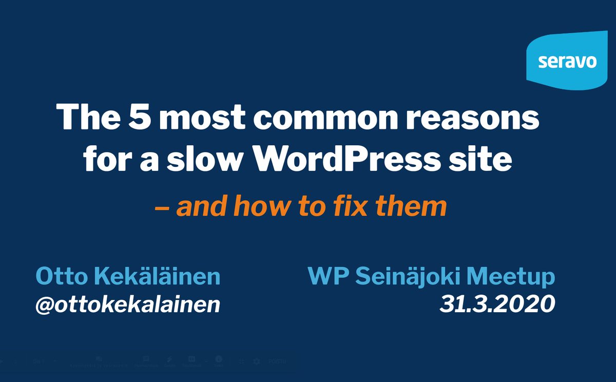 Kiitos kaikille <a href="/WPSeinajoki/">WordPress Seinäjoki</a> #wordpress #meetup -osallistujille!
Esitykseni löytyy täältä: slideshare.net/ottokekalainen…
Lisävinkkejä myös <a href="/SeravoFi/">Seravo 🇫🇮</a> blogissa: 
wp-palvelu.fi/blogi/