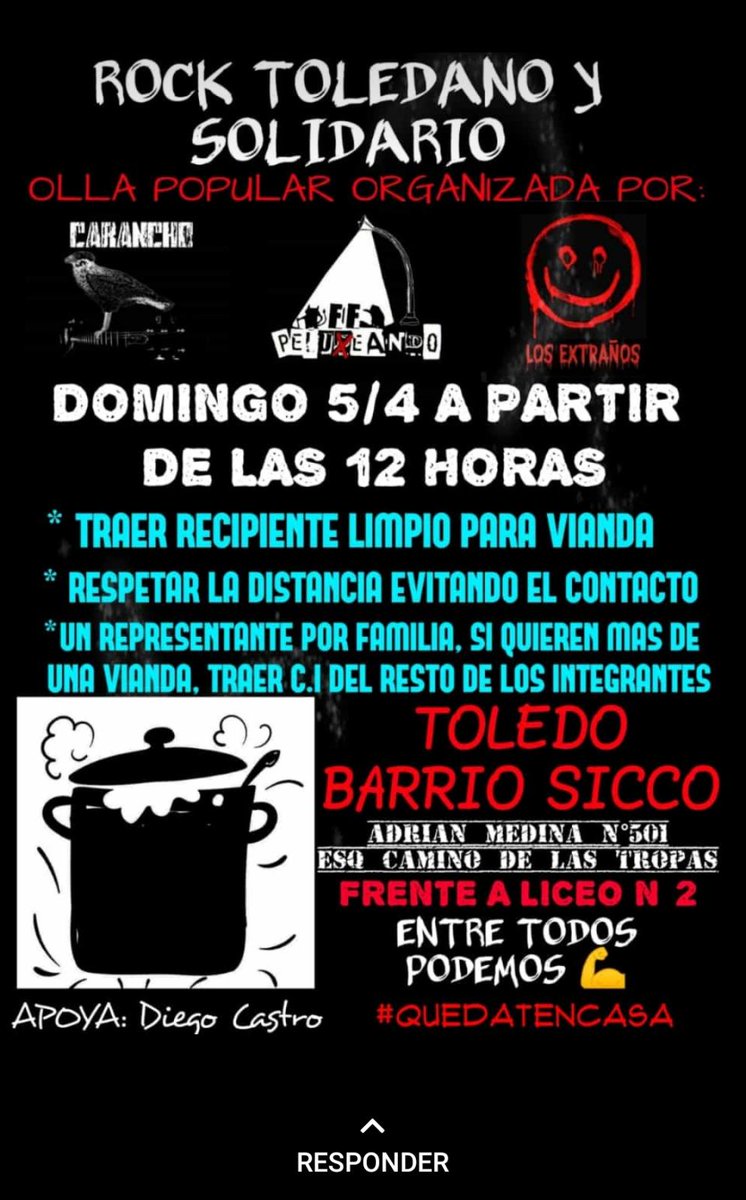 Adrian46Vazquez's tweet photo. Rock toledano solidario!!! https://t.co/7Mhzk9Eb7D