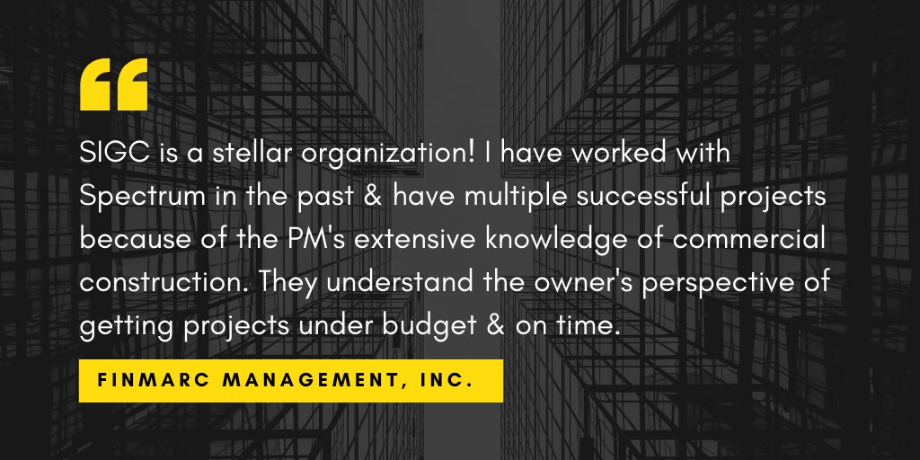 SpectrumIncGC's tweet photo. Earlier this year, we completed a 24,871 square foot build-out for Small Business Administration in Herndon, VA. Check out what our clients had to say! #TestimonialTuesday https://t.co/EoFtynvCuL