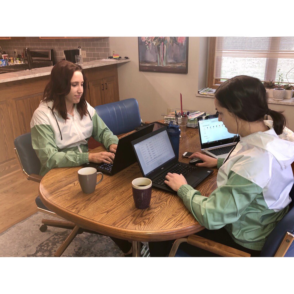 Ms_Schlegel's tweet photo. Social Distance Twin Day with @westsdnb’s @Ms_KSchlegel @IkeSDNB #ikevirtualspiritweek #quarantine #sisters #distancelearning #teachers #teachersoftwitter #sdnblearns https://t.co/lUDMvWTKYt