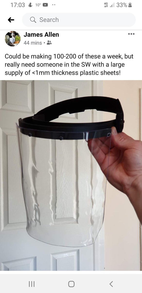 nikvaliris's tweet image. #covid19UK please share, this UK hitech manufacturing business TrackHat can manufature 200 of these PPE per week for NHS workers.  Its in need of plastic sheet to produce volumes.
Please SHARE to get supplies. #trackhat

Contact: facebook.com/jjamesallen