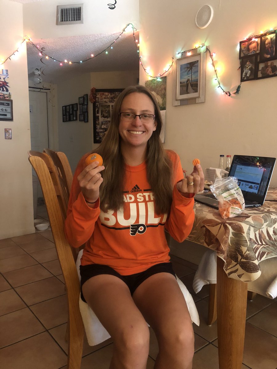 Coach_O_Calusa's tweet photo. Virtual Spirit Week! Today was color day. I chose to coordinate my snacks with my color choice. #FlamingosLearnAtHome #distancelearning @CalusaES @DianneSchreiber https://t.co/g6lj3aVIE6