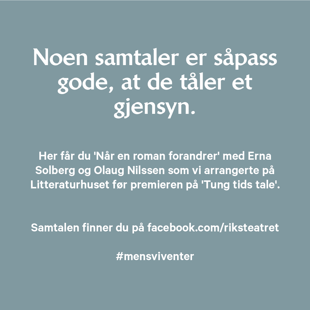 Noen samtaler er såpass gode, at de tåler et gjensyn. 

Her får du «Når en roman forandrer» med Erna Solberg og Olaug Nilssen som vi arrangerte på Litteraturhuset før premieren på «Tung tids tale» 💬 

#mensviventer