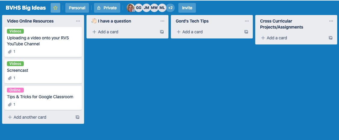 marylgrant's tweet photo. Thank you @trello for providing a seamless resource that allows @BVHS_Bobcats staff a repository for video/online resources and one place to ask questions! Bonus... it was easy to add this App to a new channel on our @MicrosoftTeams #makingiteasy #lessemails #wegotthis #rvsed https://t.co/WvXxgqJAcA