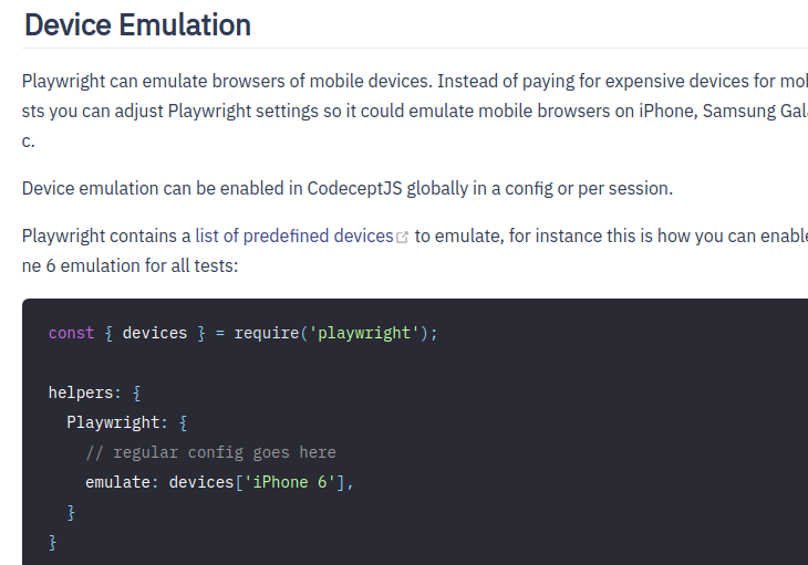 CodeceptJS's tweet photo. Since CodeceptJS 2.6 you can emulate mobile browsers inside your test. Works for all tests or per browser session! 

https://t.co/TGCtFAAU2t https://t.co/NidAalIEZb