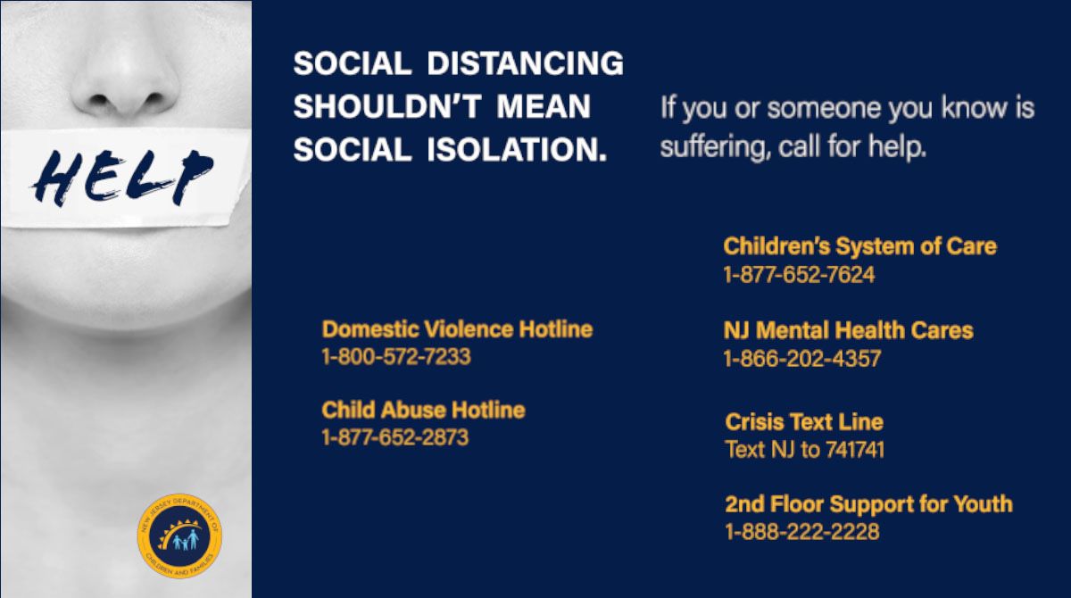 NJ Department of Children and Families (@njdcf) on Twitter photo #stayingathome may mean kids need to let off steam and get some emotional space from a parent or sibling.
If you're looking for support, ☎️call or 📲text <a href="/2NDFloorNJ/">2NDFLOOR Youth Helpline</a>, a FREE youth counseling hotline at 1-888-222-2228.
buff.ly/2ZoyEay #stayingathome may mean kids need to let off steam and get some emotional space from a parent or sibling.
If you're looking for support, ☎️call or 📲text <a href="/2NDFloorNJ/">2NDFLOOR Youth Helpline</a>, a FREE youth counseling hotline at 1-888-222-2228.
buff.ly/2ZoyEay