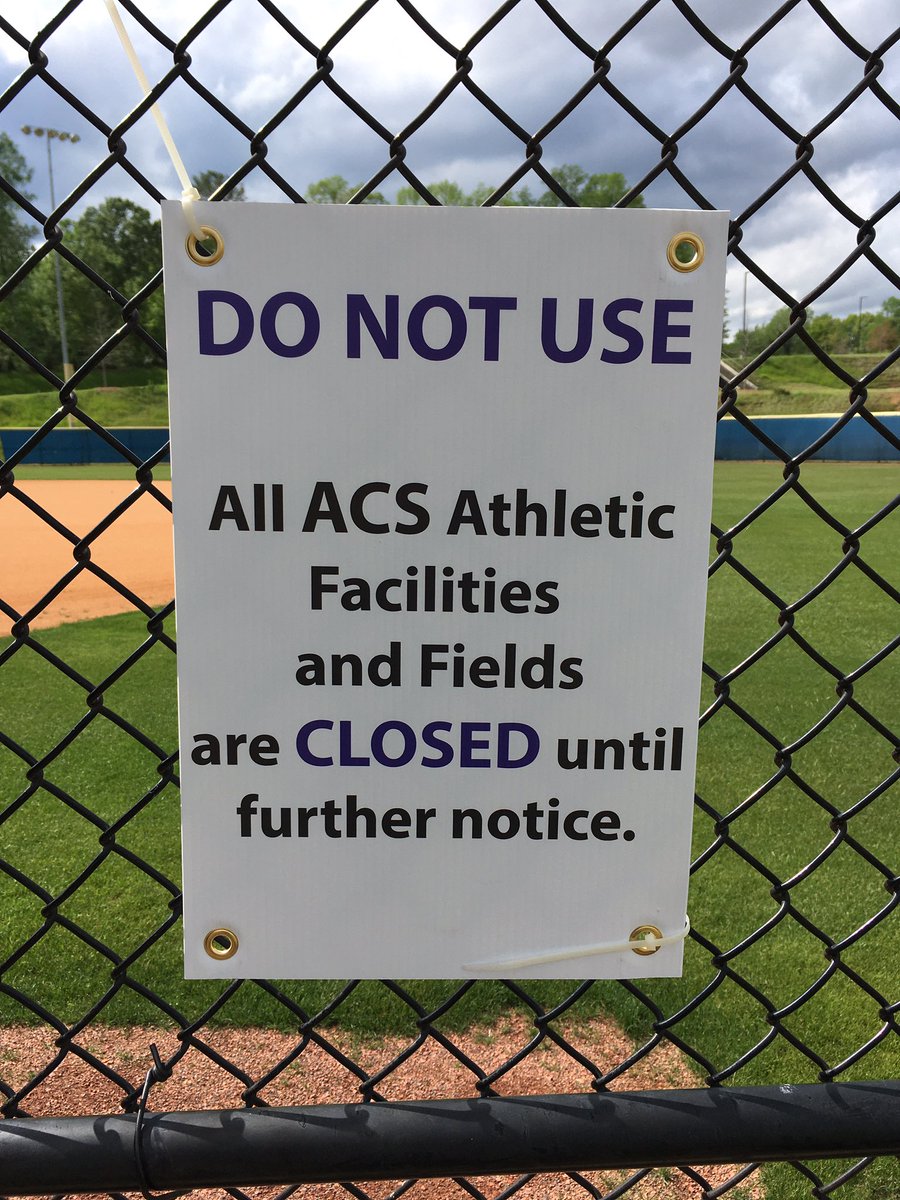 ACSAthleticDept's tweet photo. Reminder: All ACS athletic fields and facilities are closed until further notice. https://t.co/GPNLs0YpSI