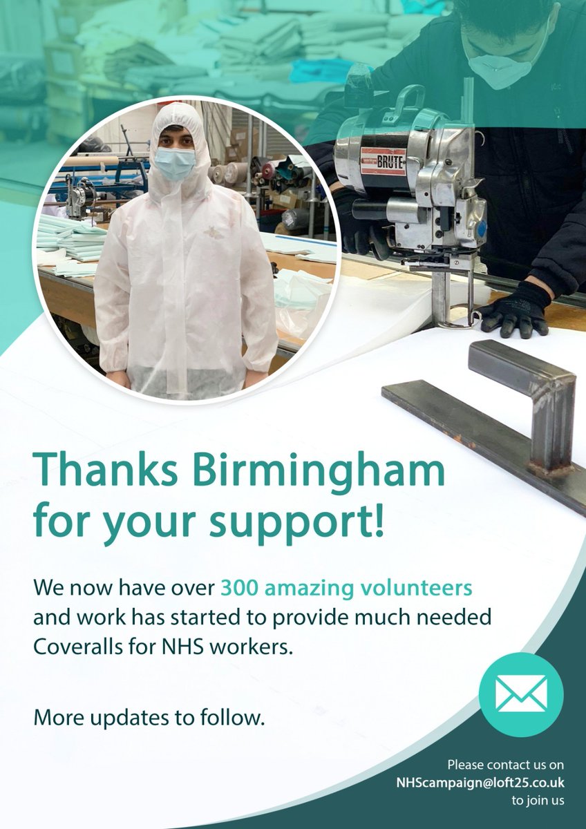 TjpAbdul's tweet photo. #Loft25 campaign - producing free PPE for #NHS staff.
Over 300 volunteers have come forward in response to our call for sewing machinists.
https://t.co/3N5YkTixtK
To support the campaign, email:
NHScampaign@loft25.co.uk or text 07568 660 958.
#Coronavirus #COVID19 #StaySafe https://t.co/ND5USq0XIg