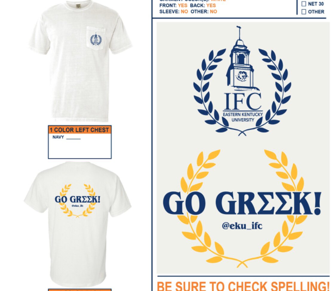eku_ifc's tweet photo. Want to win a limited edition IFC comfort colors shirt? These shirts will only be given to the new Gamma Guys, IFC, and IFC delegates. Comment which one you like the most, retweet, and like for a chance to win! #gogreek #rollkerns https://t.co/vLqWz5lZDu