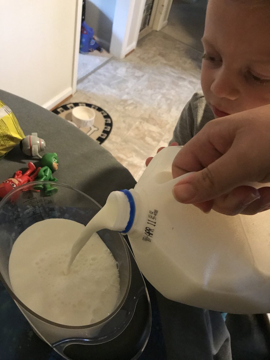 HCS_ScienceDept's tweet image. Mrs. Pohlman, Science Teacher Specialist, and her son, Gunnar, measured out 3 cups of milk to make Chocolate Pudding Dirt Cups today for Kitchen Chemistry Tuesday!  #HCSScience