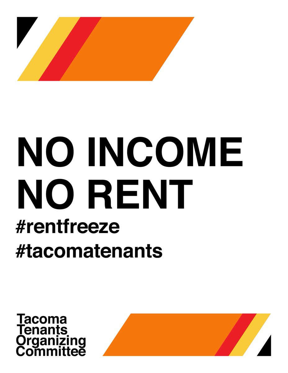 TacomaTenants's tweet photo. Join our call for a rent freeze by printing this sign (or making your own!) and take a selfie. Post it on social media and use the hashtags #rentfreeze and #tacomatenants.

For a printable PDF of our ‘No Income, No Rent’ poster, click here: https://t.co/67C7cKWyX6 https://t.co/j0f1kj3xLP