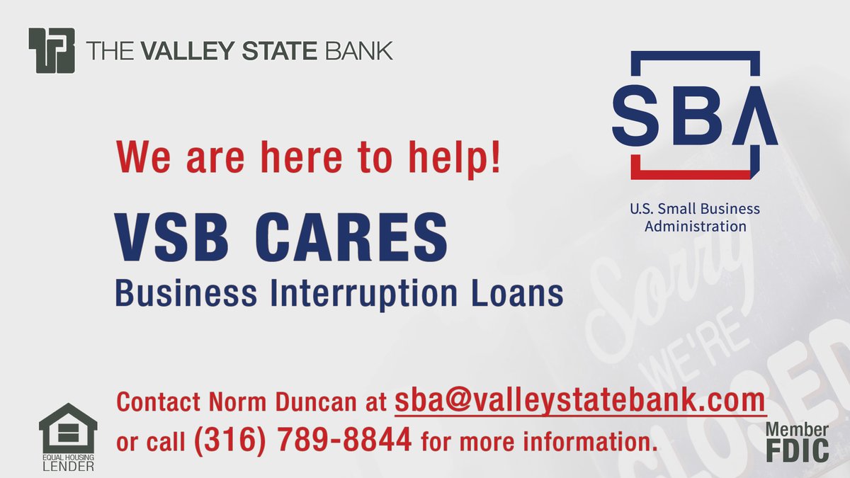 valleystatebank's tweet photo. Spread the word: VSB is an official SBA lender and we are participating in the Paycheck Protection Program as part of the CARES Act. If you are a small business or non-profit that could benefit from this program, please contact us for more information. https://t.co/SmlpXringU