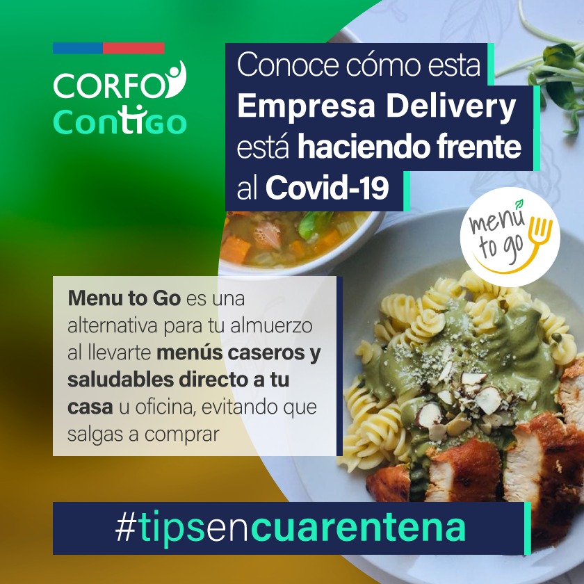 PabloterrazasL's tweet photo. ¿Con apetito en cuarentena y no quieres cocinar? Almuerza y aprovecha de comprar en pymes para q puedan vender! Esta es #MenuToGo, beneficiaria de @Corfo q hace delivery de comida casera directo a tu 🏡u oficina! Excelente servicio! Comparte tus #tipsencuarentena #CorfoContigo https://t.co/m25PEpyqo8